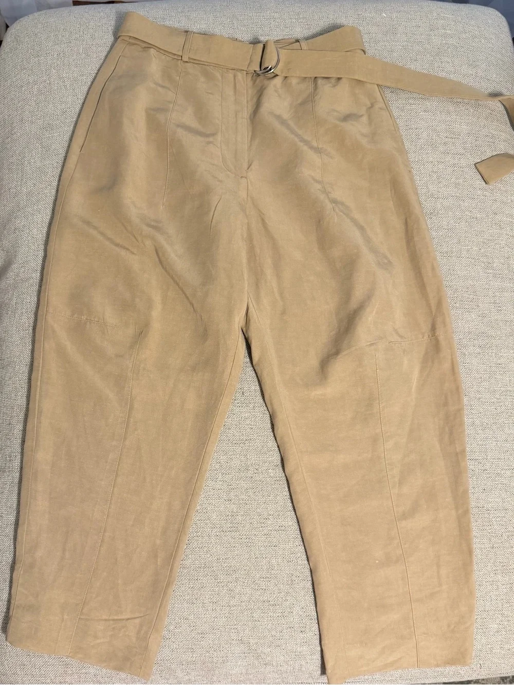 Banana Republic Beige Wide-Leg Chinos with D-Ring Waist